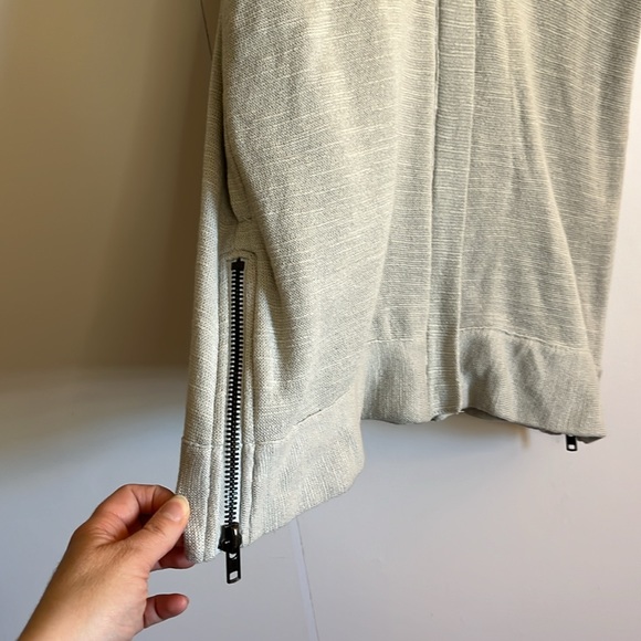 Free People Highway Slub Knit Vest Size S Light Gray Longline Zip Front - Picture 2 of 10